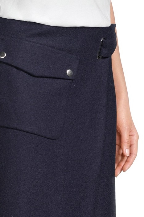 WRAP POCKET WOOL SKIRT NAVY 4