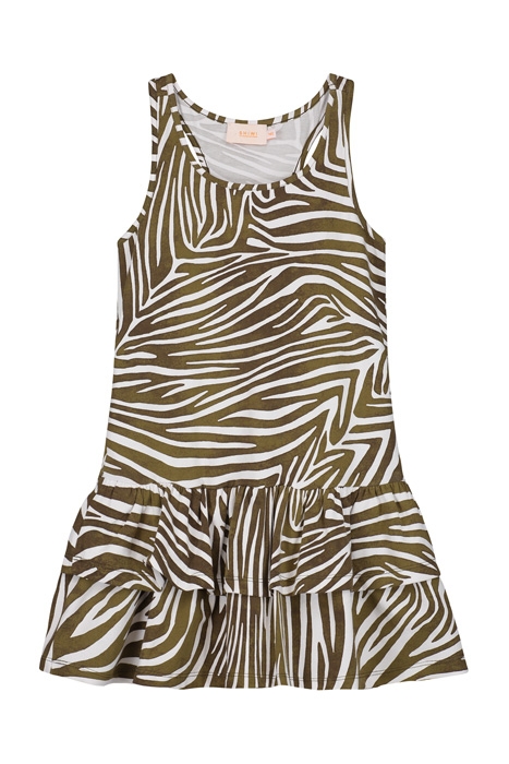 GIRLS SAMOA DRESS ZANZIBAR ZEBRA PALMTREE GREEN 1