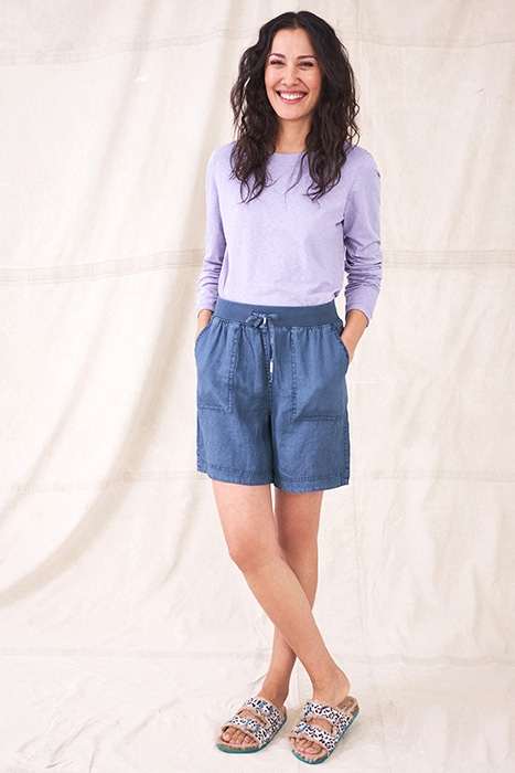 EFFIE LINEN SHORTS BLUE 2