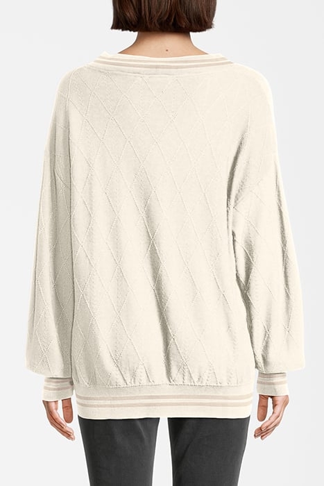TELLING KNITTED V-NECK SWEATER ANTIQUE WHITE 3