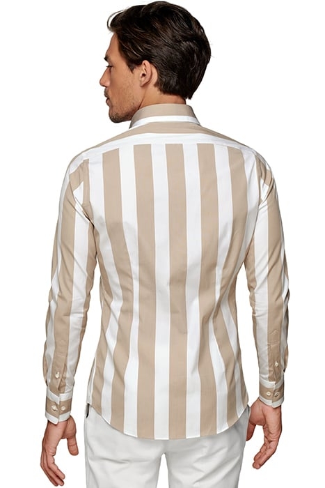 LIGHT BROWN STRIPED EXTRA SLIM FIT SHIRT 2