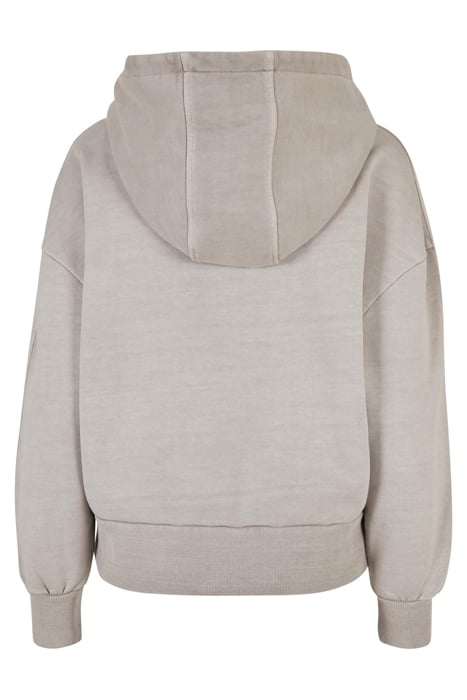 LADIES HEAVY TERRY GARMENT DYE HOODY WARMGREY 5