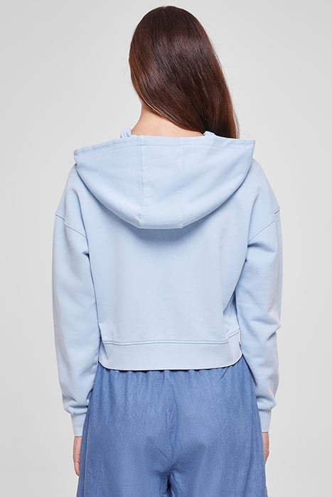 LADIES SHORT FLOWER EMBROIDERY TERRY HOODY BALTICBLUE 2