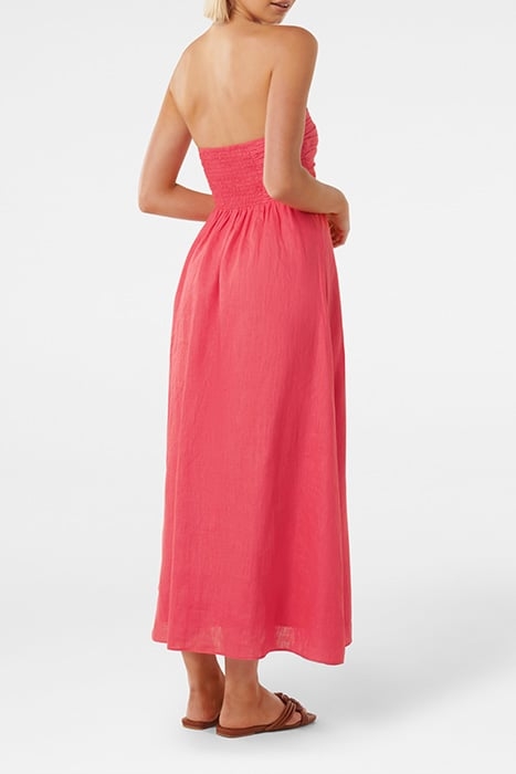 STRAPLESS RUCHED MIDI HOT RASPBERRY 2