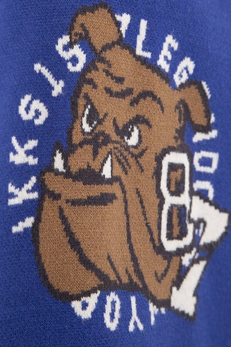 BOYS’ BLUE INTARSIA BULLDOG KNIT SWEATER 6