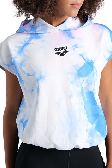 WOMEN'S HOODED SLEEVELESS SWEAT MPH CYAN MULTI TIE&DYE 4