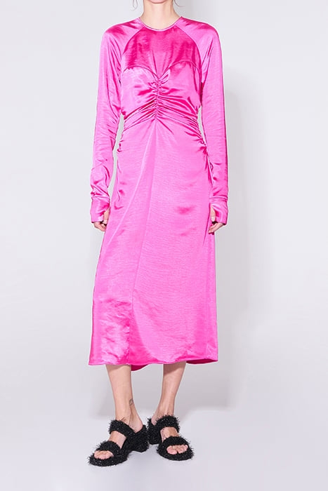 FUCHSIA SATIN MIDI DRESS 1