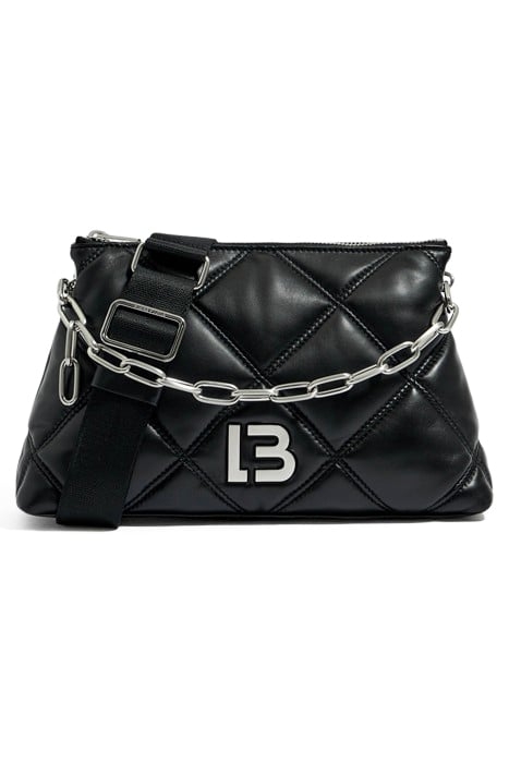 M BLACK LEATHER TRAPEZIUM BAG 1