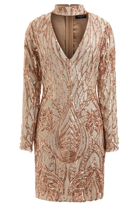 ROARING SEQUINS FAWN TAUPE MINI DRESS MULTI 3
