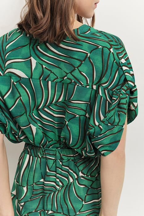 CAIDEN - GREEN GRASS TOP WITH ARTY PALM PRINT 3
