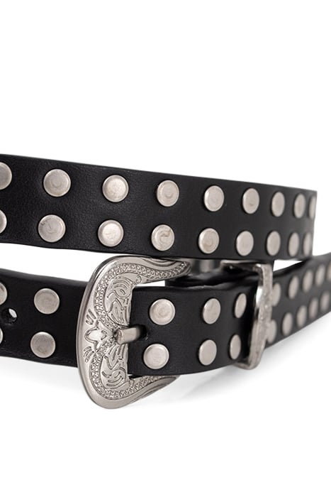BLACK & SILVER LEATHER STUDDED DRESS BELTS 6