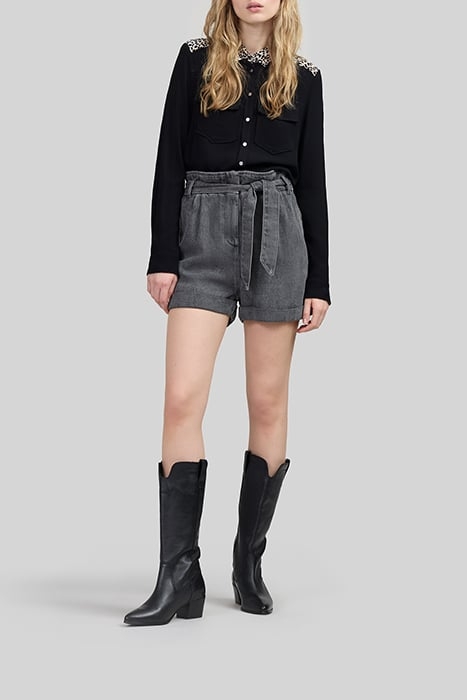 GREY LYOCELL® DENIM SHORTS WITH BELT 3