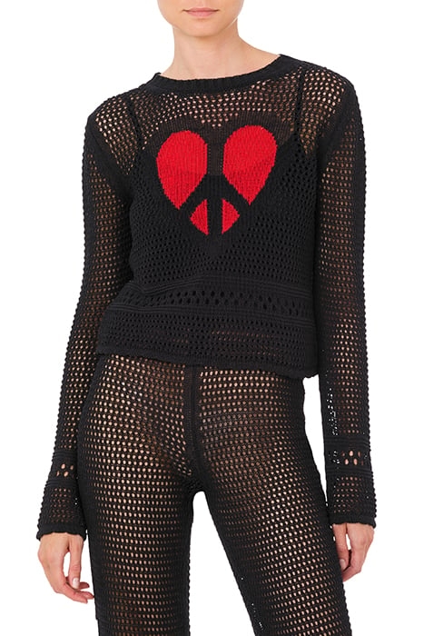 PEACE & LOVE PERFORATED KNIT SWEATER BLACK 1