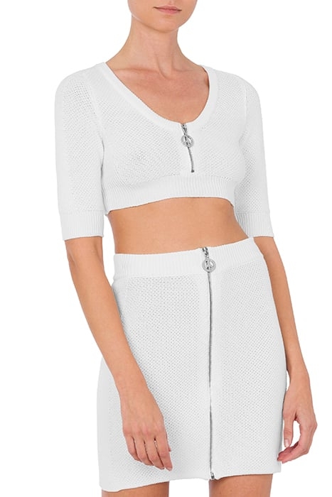 PIQUET MINI SKIRT WITH ZIP WHITE 1