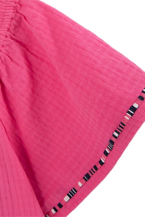 GIRLS' PINK CREPE BLOUSE WITH ELASTICATED NECKLINE 4