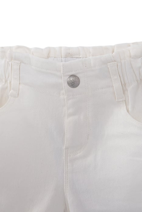 GIRLS' ECRU DENIM SHORTS WITH EMBROIDERED BRAID DOWN SIDES 3