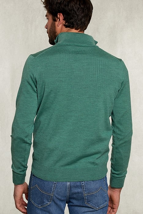 CUSTOM FIT MERINO V-NECK PULLOVER HERB MIX GREEN 2