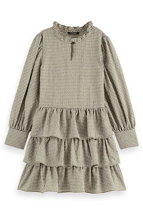 SEERSUCKER CHECKED RUFFLE SKIRT DRESS COMBO C by Scotch & Soda