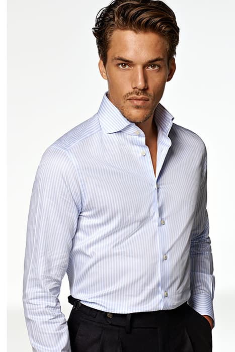 LIGHT BLUE STRIPED SLIM FIT SHIRT LIGHT BLUE by Suitsupply