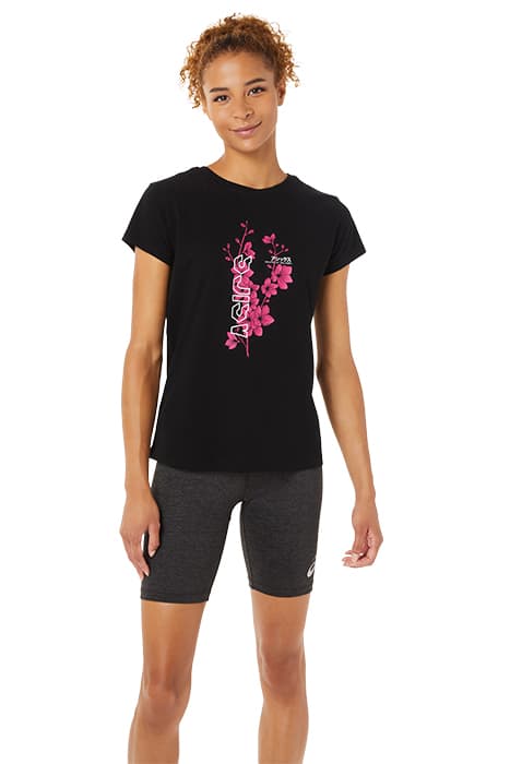 SAKURA FLOWER TEE PERFORMANCE BLACK by ASICS