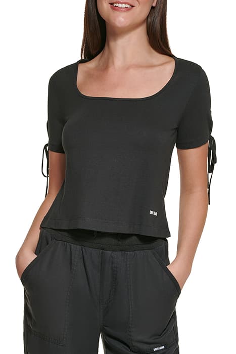 S/S SCOOP NECK CROP BLACK by DKNY