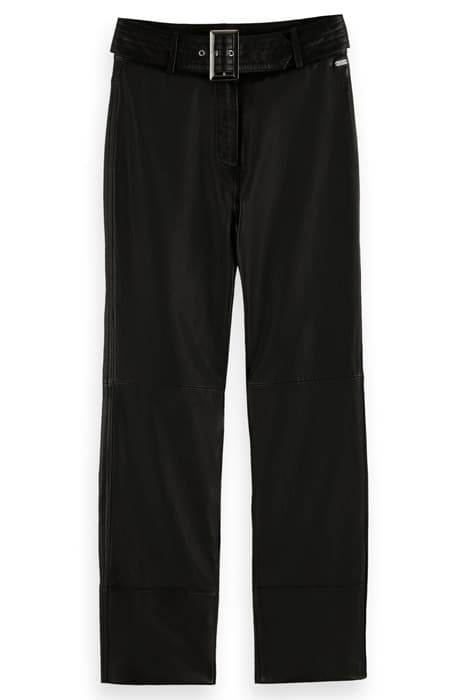 HIGH RISE STRAIGHT LEG LEATHER PANTS BLACK by Scotch & Soda