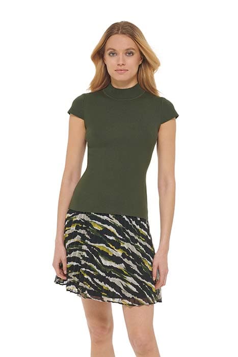 CAP S/S MOCK NECK SW CADET GREEN by DKNY