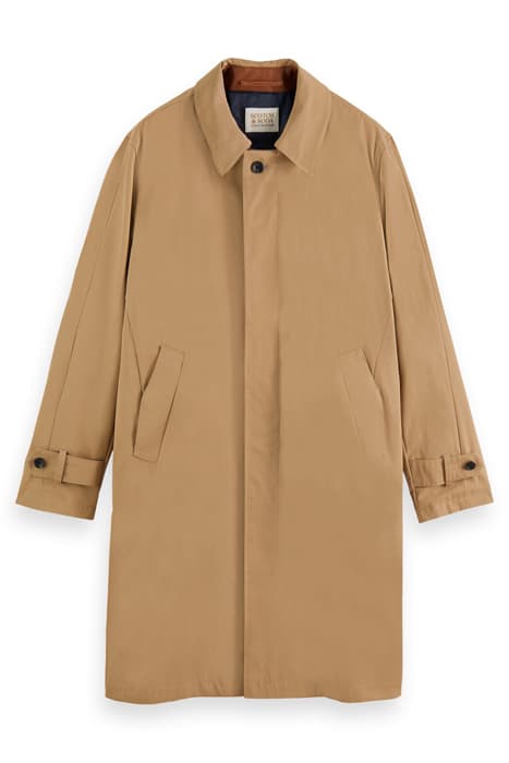 TRENCH COAT WITH LEATHER DETAILS MOON SAND by Scotch & Soda