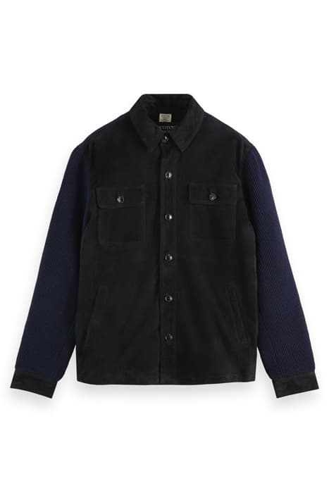 SUEDE SHIRT JACKET WITH KNITTED SLEEVES NIGHT by Scotch & Soda