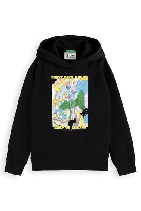 LOOSE-FIT ARTWORK HOODIE BLACK by Scotch & Soda