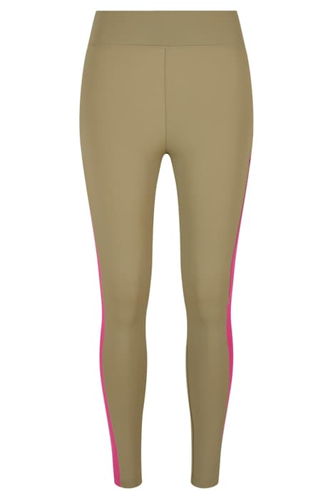 LADIES COLOR BLOCK LEGGINGS KHAKI/BRIGHTVIOLET by Urban Classics