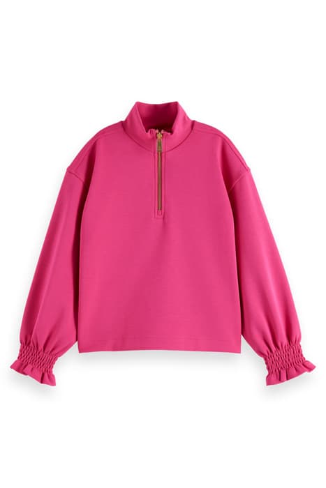 HIGH-NECK HALF-ZIP SWEATSHIRT FIELD FLOWER PINK by Scotch & Soda