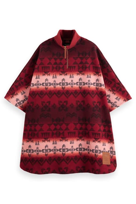 JACQUARD PONCHO WITH AZTEC MOTIF AZTEC BURNT SAFFRON by Scotch & Soda