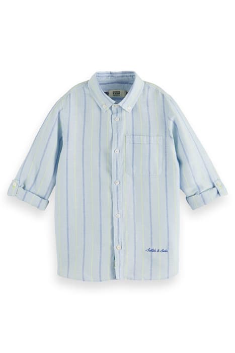 YARN-DYED LONG-SLEEVED LINEN SHIRT BLUE STRIPE by Scotch & Soda