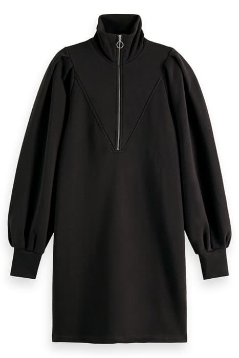 ZIPPED NECK SWEAT DRESS WITH PUFFED SLEEVES BLACK SKY by Scotch & Soda