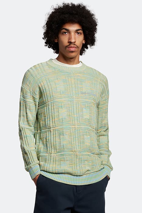 SPACE DYE CREW NECK MOLLY'S GREEN/ SUNBEAM by Lyle & Scott