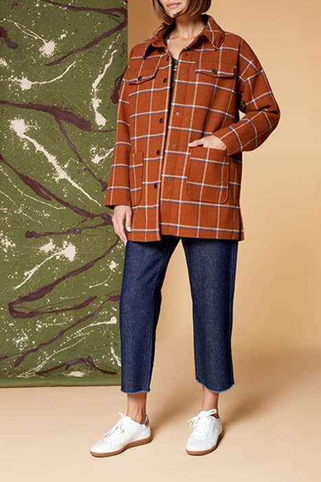 DECISO - 2 IN 1 COAT CARAMEL WOOL FANTASY WITH CHECK PATTERN by ONE STEP