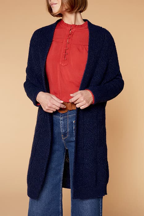 TAKEN - INDIGO FANCY KNIT MID-LENGTH CARDIGAN by ONE STEP