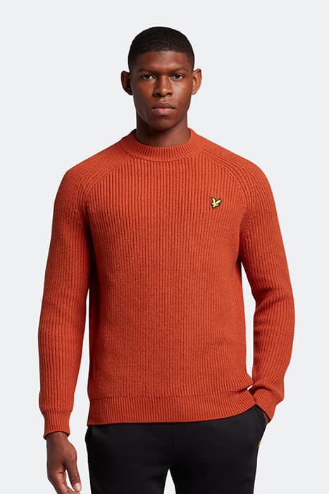 SHAKER STITCH MOCK NECK JUMPER VICTORY ORANGE by Lyle & Scott