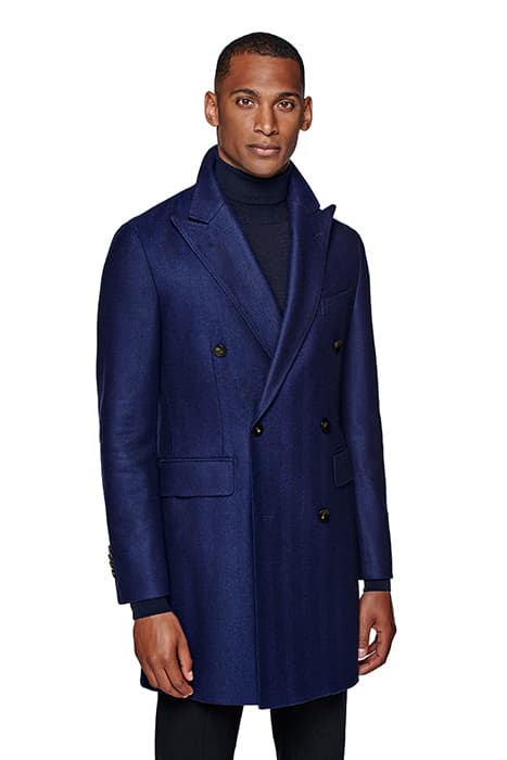 MID BLUE HERRINGBONE OVERCOAT by Suitsupply