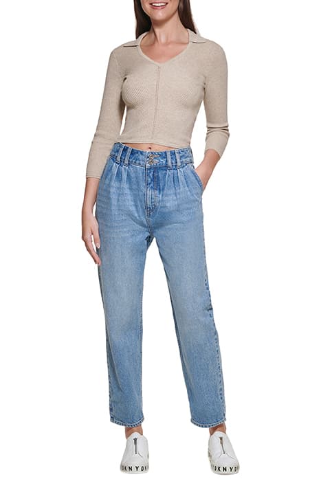 FRONT DART PAPER BAG LT WASH DENIM by DKNY