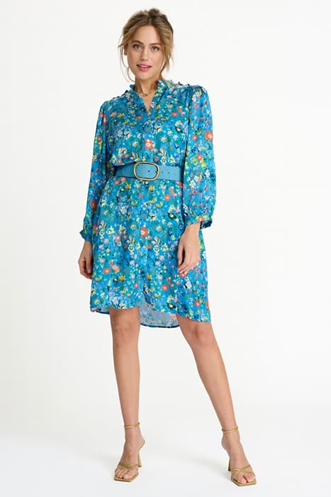 DRESS - FLOWER SKY BLUE SATIN by POM Amsterdam