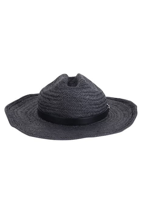 WESTERN STRAW FEDORA BLK/ANTIQUE NICKEL by AllSaints