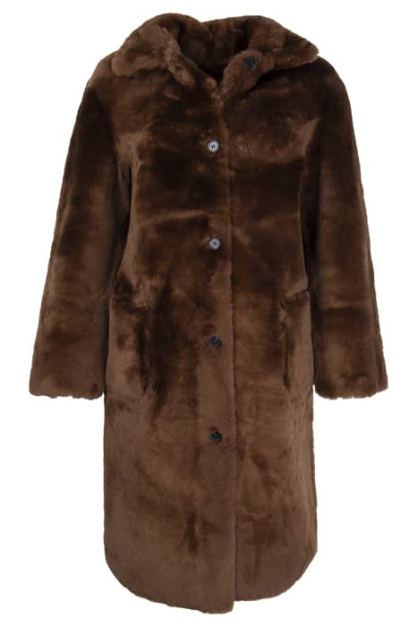 SERRA SHEARLING COAT CARAMEL BROWN by AllSaints