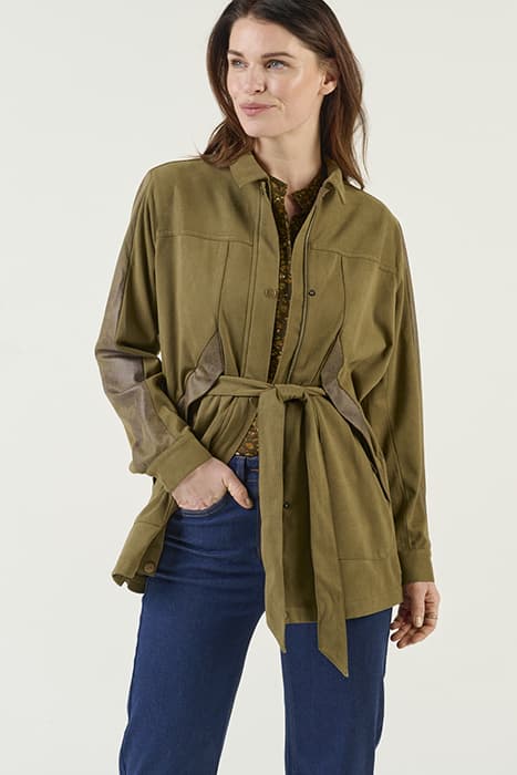 LONG SUEDINE JACKET MILITARY OLIVE by Sandwich