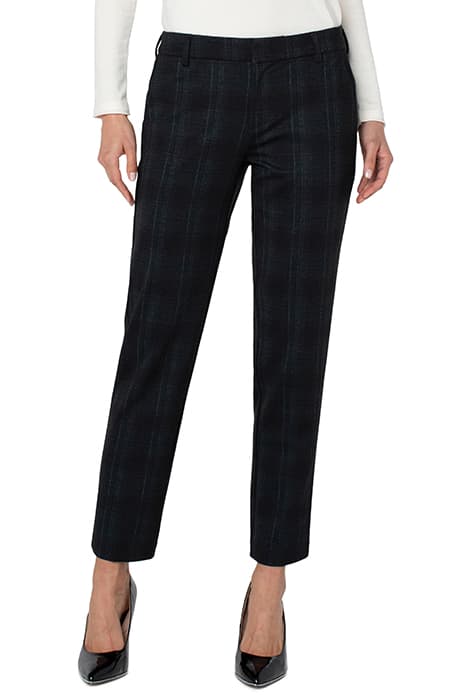 KELSEY KNIT TROUSER BLACK / GREEN SHADOW PLAID by Liverpool