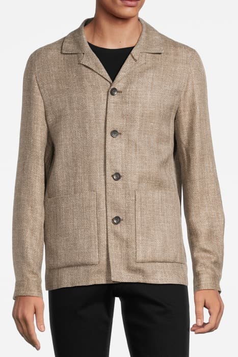 LIGHT BROWN HERRINGBONE SHIRT JACKET by Suitsupply