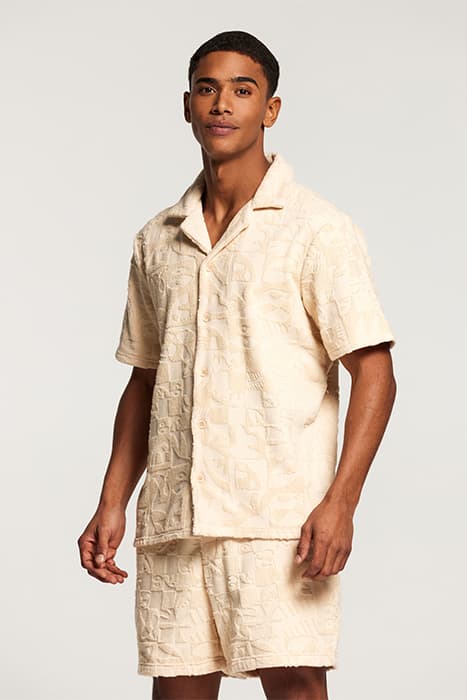 MEN TOWELING SHORTSLEEVE SHIRT ANGORA BEIGE by Shiwi