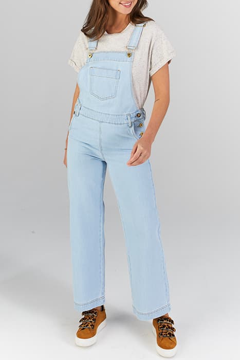 BLUE DENIM WIDE-LEG DUNGAREES by ICODE