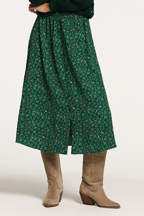 LADIES AREQUIPA SKIRT POPPY FLOWER RAIN GREEN FLOWER by Shiwi